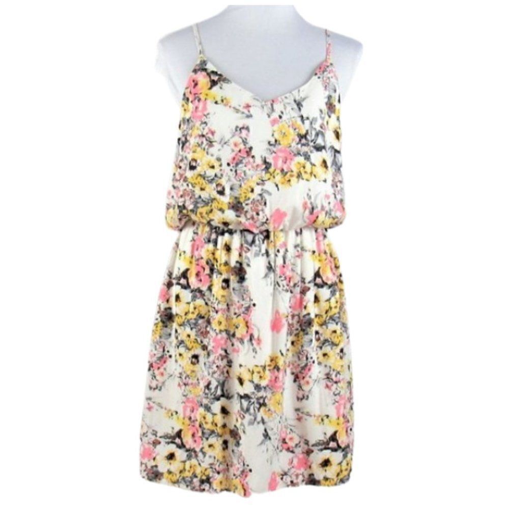 Strappy Back Short Dress BO-BEL  Spaghetti Strap Floral Fully Lined Med